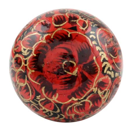 Maroon Black Floral Hand Painted Kashmiri Indian Cabinet Knobs
